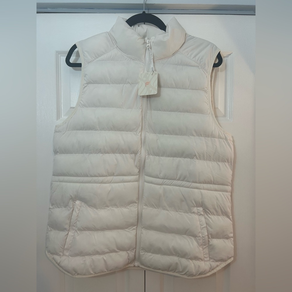 Fabletics Ivory Quilted Puffer Vest Size XLg